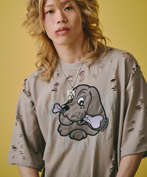 GALFY（ガルフィー） tシャツ GALFY−闇に溶かされし犬ダメージTee