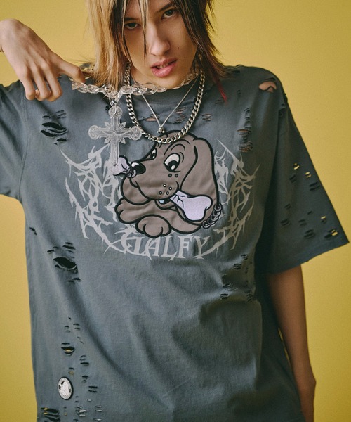GALFY（ガルフィー） tシャツ GALFY−闇に溶かされし犬ダメージTee