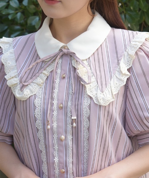 axes femme（アクシーズ ファム） ストライプセーラー付け衿