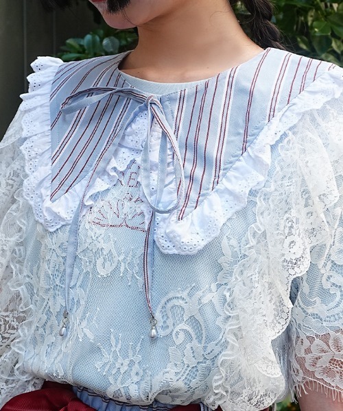 axes femme（アクシーズ ファム） ストライプセーラー付け衿