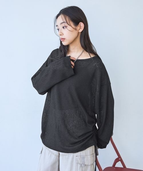 JEANASIS（ジーナシス） tシャツ シアーワッフルドロストプルオバーLS