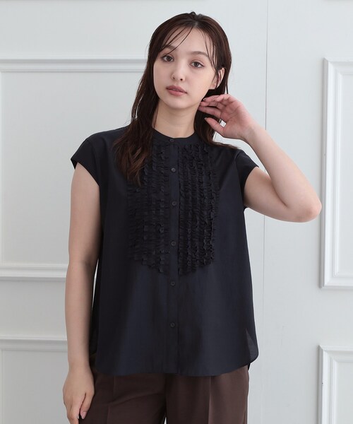 DRESSTERIOR 半袖ブラウス ネイビー 36サイズ DRESSTERIOR（ドレステリア） ブラウス シャツ 半袖 フレンチスリーブ