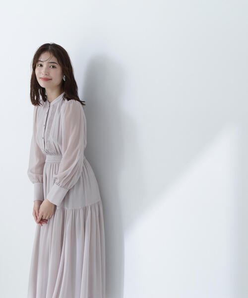 「NATURAL BEAUTY BASIC」 長袖ワンピース MEDIUM グレイッシュベージュ レディース_画像2