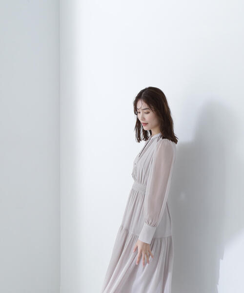 「NATURAL BEAUTY BASIC」 長袖ワンピース MEDIUM グレイッシュベージュ レディース_画像4