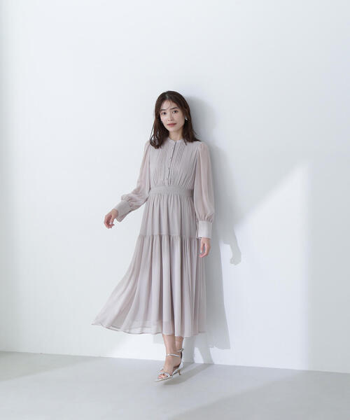 「NATURAL BEAUTY BASIC」 長袖ワンピース MEDIUM グレイッシュベージュ レディース_画像5