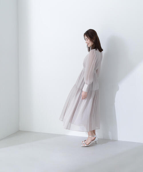 「NATURAL BEAUTY BASIC」 長袖ワンピース MEDIUM グレイッシュベージュ レディース_画像6