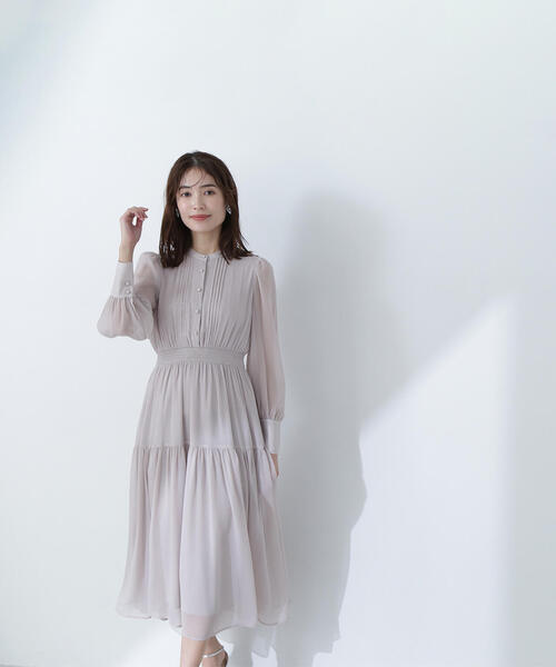 「NATURAL BEAUTY BASIC」 長袖ワンピース MEDIUM グレイッシュベージュ レディース_画像7