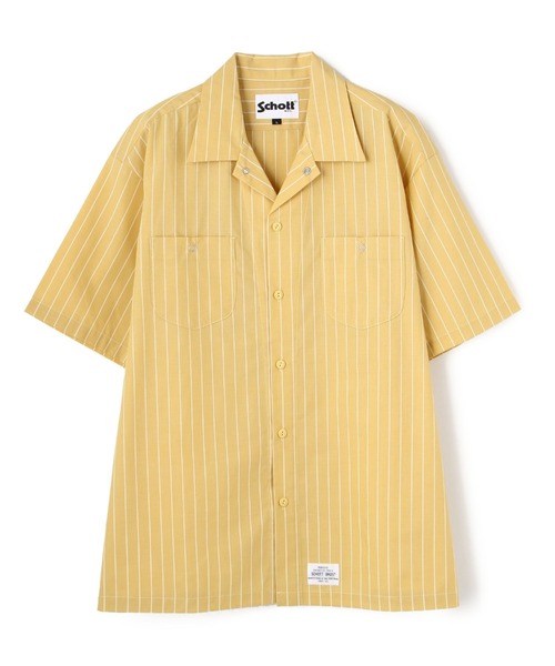 Schott 半袖ワークシャツ イエロー 古着通販】Schott 半袖 ワークシャツ XL イエロー コットン
