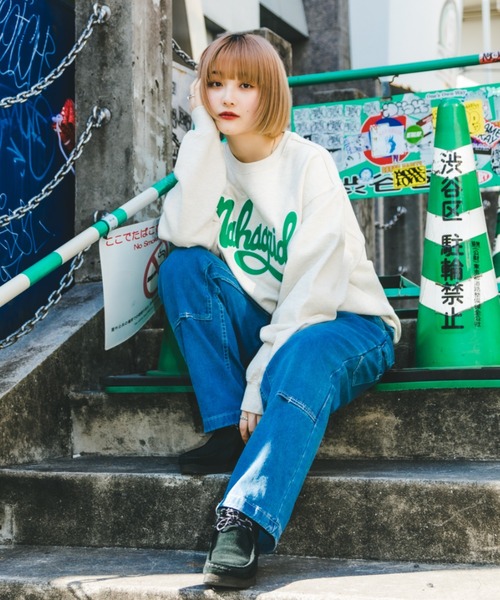 トレーナー スウェット 「mahagrid/マハグリッド」CURVED LOGO SWEATSHIRT/カーブドロゴ スウェットシャツ レディース メ MAHAGRID トレーナー スウェット 「mahagrid/マハグリッド