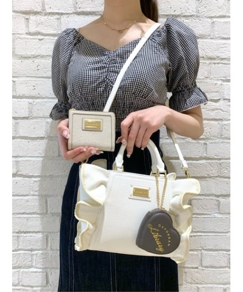 美品！サマンサベガ パイピングフリルハンドバッグ【小】 ショルダーベルト付き Samantha Vega ハンドバッグ パイピングフリルハンドバッグ（小