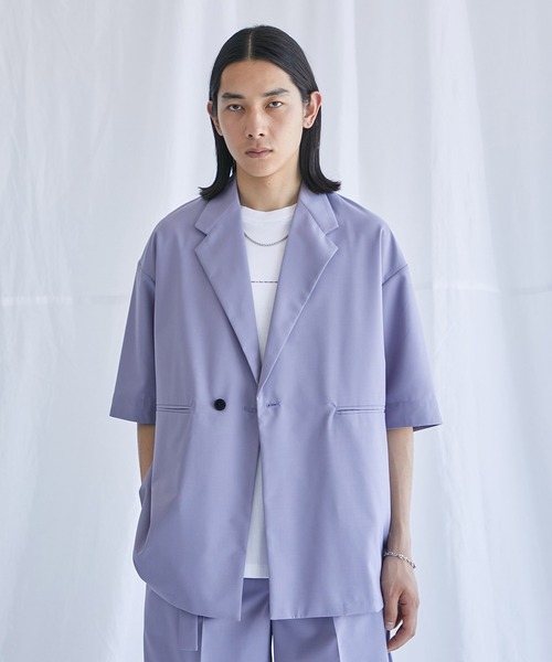 PUBLIC TOKYO リネンライクハーフスリーブシャツジャケット PUBLIC TOKYO】リネンライクハーフスリーブシャツジャケット