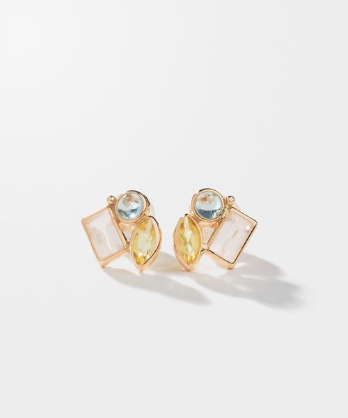 ピアス K10 カラーストーン ピアス レディースの画像
