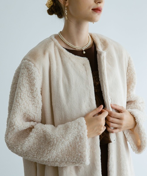 Dorry Doll（ドリードール） ノーカラーコート コート フェイクファー