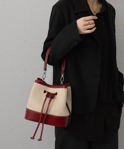 バッグ vague. LA VORAGINE ハンドバッグ バイカラーバケツバッグ : ZOZOTOWN