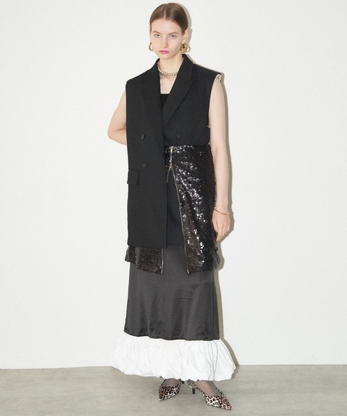 チューブトップ ベアトップ Double zip spangle midi skirt チューブトップ ベアトップ Double zip spangle midi skirt