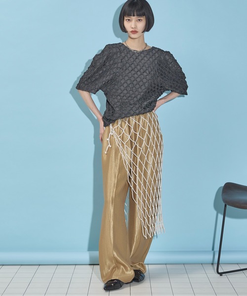 THE Yon スカート ブローチセットビーズラップスカート レディース