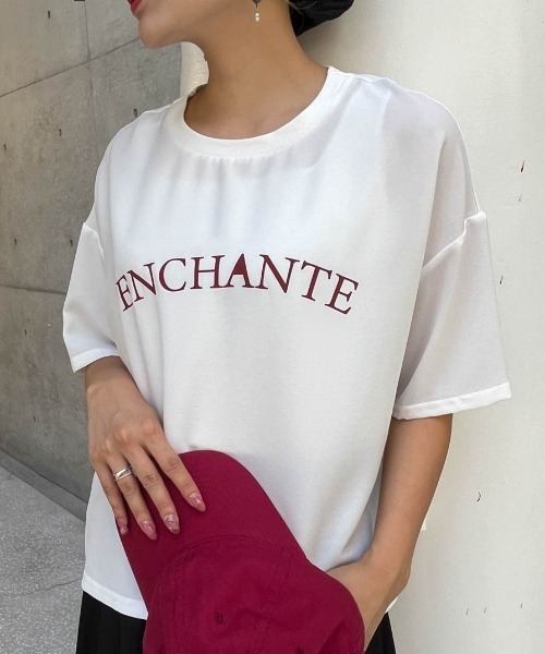 tシャツ 2wayジョーゼットロゴトップス「手洗い可能」 レディース