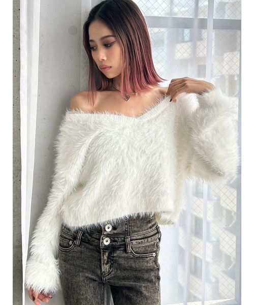 GYDA ニット セーター シャギーショートLOOSEニットトップス GYDA ニット セーター シャギーショートLOOSEニットトップス