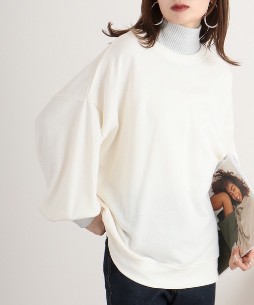 myke トレーナー スウェット リブニットレイヤード風裏毛トレーナー