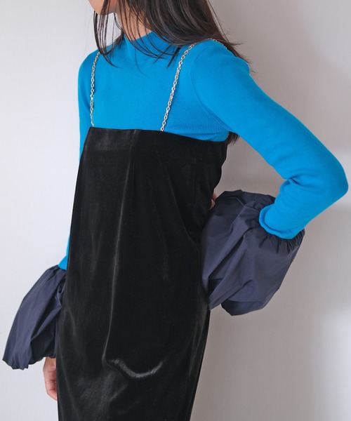 AKTE（アクテ） ワンピース チェーンストラップベロアワンピース