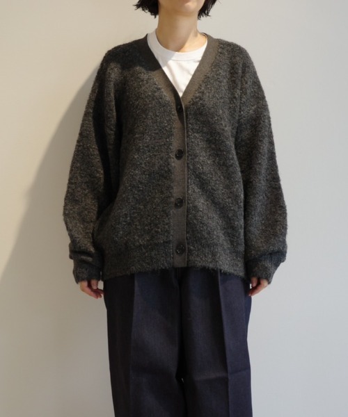 カーディガン MANOF BOUCLE KNIT CARDIGAN レディース