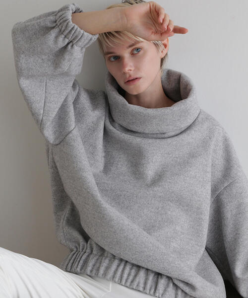 LE PHIL　ルフィル　コットンジャージートップス　グレー LE PHIL（ル フィル） tシャツ ニードルパンチジャージーハイネック