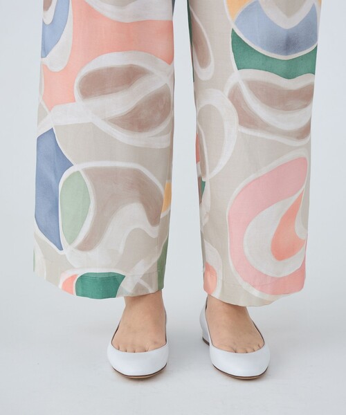 Ballsey パンツ セルフロートプリント タックセミワイドパンツ