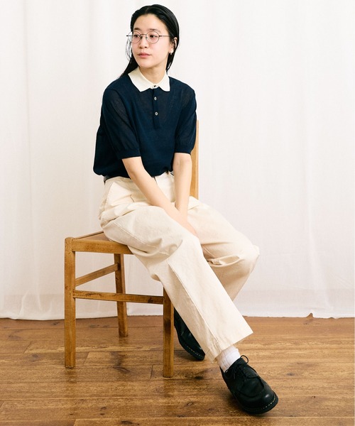 fig London ポロシャツ ポロ SHEER knit polo レディース