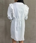 パーティードレス ワンピース 肩フリル Vネッ...の詳細画像4