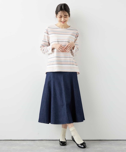 新品　2025春夏モデル 長袖Tシャツ　 Mサイズ SPT 長袖 レディース 【SPT】袖バイカラーロングスリーブTシャツ