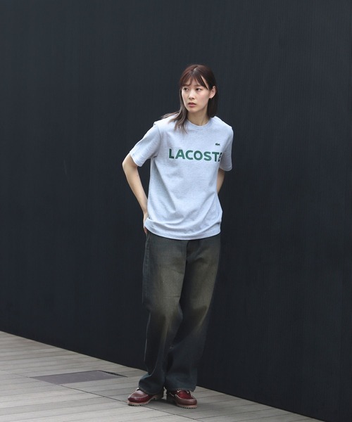 【ラコステ】ヘビーウェイト ブランドネーム ロゴ Tシャツ LACOSTE tシャツ ヘビーウェイトブランドネーム ラバープリント