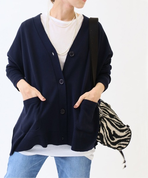 FRAMeWORK（フレームワーク） 7分袖ニットカーディガン - ネイビー