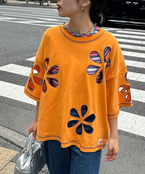 tシャツ 「HELLO.SANFRANCISCO」フラワーカットビッグTEE レディース HELLO.SANFRANCISCO tシャツ 「HELLO.SANFRANCISCO」フラワー