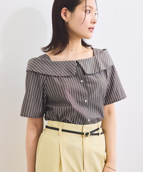VIS ブラウス シャツ 「新色追加」「防シワ」ラメミックスオフ