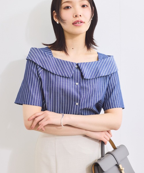 VIS ブラウス シャツ 「新色追加」「防シワ」ラメミックスオフ