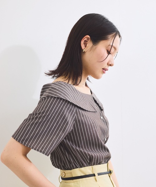 VIS ブラウス シャツ 「新色追加」「防シワ」ラメミックスオフ