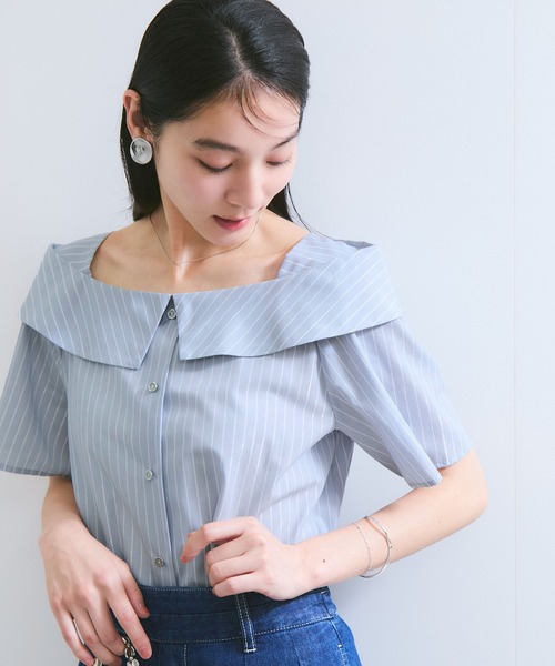 【送料0円】 VIS ブラウス シャツ 「新色追加」「防シワ」ラメミックスオフ トップス