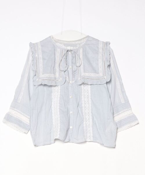 「BEAMS BOY」 7分袖ブラウス ONE SIZE サックスブルー レディース