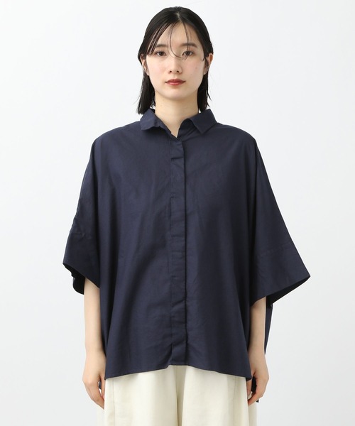 デニール　チュニックブラウス　　黒　シルク混合　美品 studio CLIP ブラウス シャツ 「natural by clip」製品染め