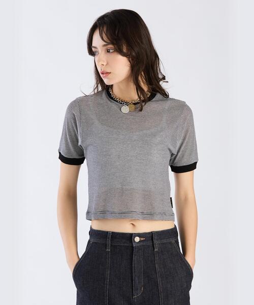 To b. by agnes tシャツ 半袖 シアー コットン リンガーTシャツ