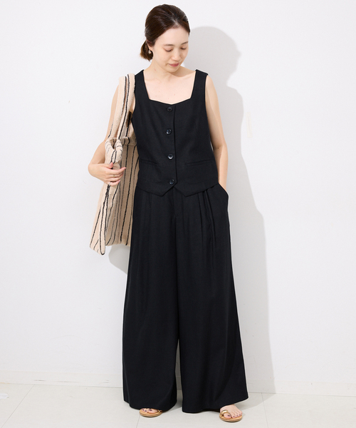 SLOBE IENA ベスト ジレ リネン混スクエアジレ レディース