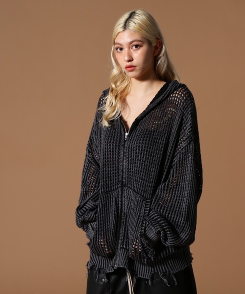 パーカー DankeSchon/ダンケシェーン/CHEMICAL MESHKNIT ZIPHOODIE レディース メンズ