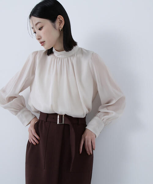 @ ナチュラルビューティーベーシック ハイネック ブラウス シャツ 長袖 NATURAL BEAUTY BASIC ブラウス シャツ 「WEB限定カラー：ピンク