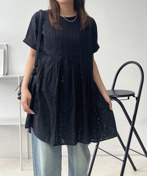「エムアンドキョウコ」切替ニットチュニック【M-L相当】異素材ミックス　刺繍 M.&KYOKO（エムアンドキョウコ） – Tag – ページ – satoseni