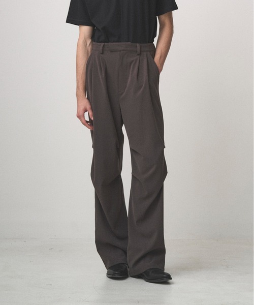 パンツ Juha 26SS SOFT SHELL KNEE-TUCK PANTS Juha（ユハ） ワイドパンツ カーゴパンツ SOFT SHELL KNEE-TUCK PANTS