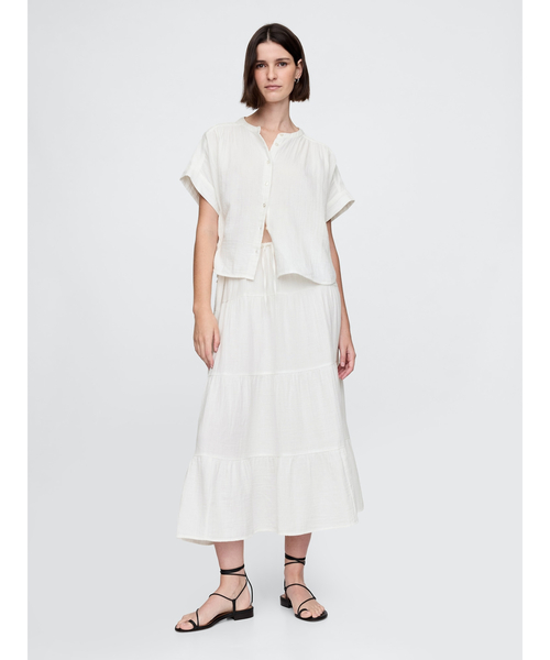 「GAP」 半袖ブラウス XX-SMALL オフホワイト レディース_画像9