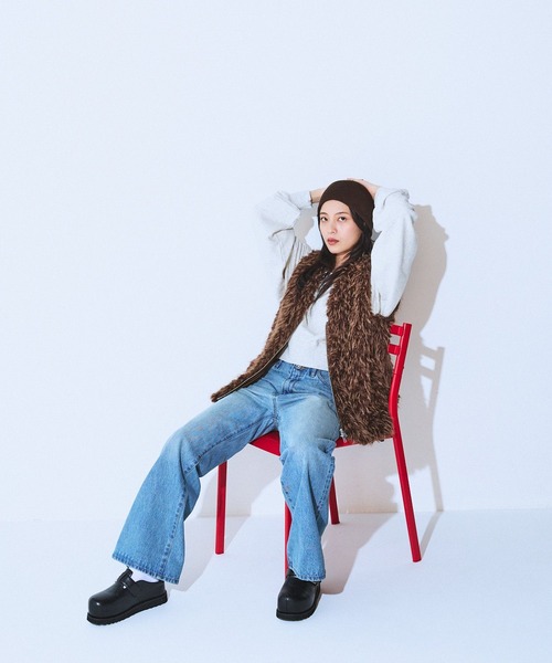 エムズグレイシー☺︎パール ストーン ビジュー ファー ジレ ベスト♡38 ジレ