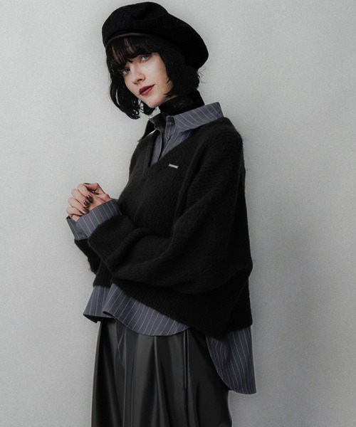 新品2点セット　HARE　シャツドッキングVネックニット＆ループタイネックレス HARE（ハレ） ニット セーター シャツドッキングVネックニット(HARE