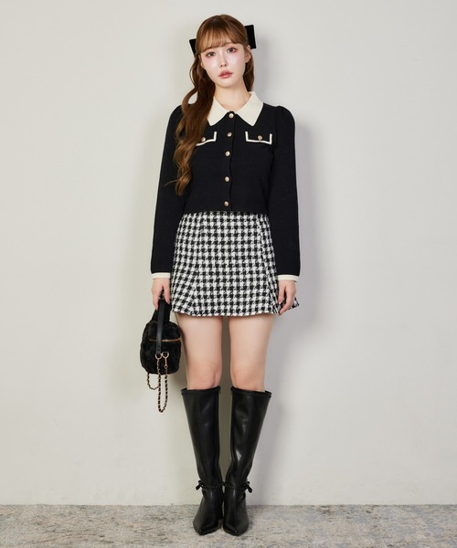 one after another NICE CLAUP ニット セーター バイカラー金ボタン