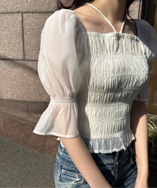 「one way」 半袖ブラウス FREE ベージュ系その他 レディース_画像9